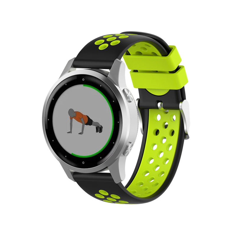 18mm Garmin Watch Strap | Black/Luminous Green Silicone Sports