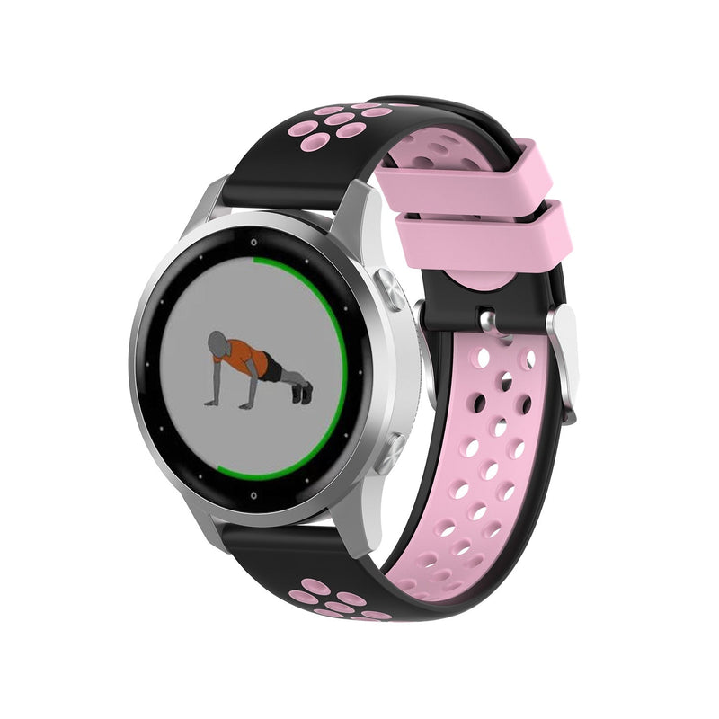 18mm Garmin Watch Strap | Black/Pink Silicone Sports