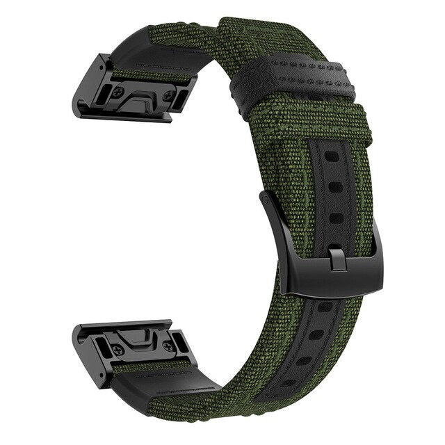 22mm Garmin Watch Strap Leather Nylon 4 Colours Available