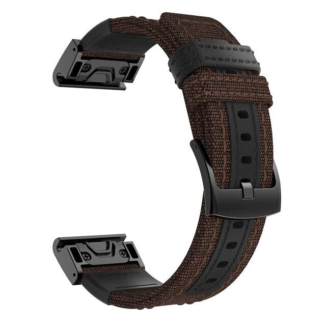 22mm Garmin Watch Strap Leather/Nylon 4 Colours Available GarmStraps™