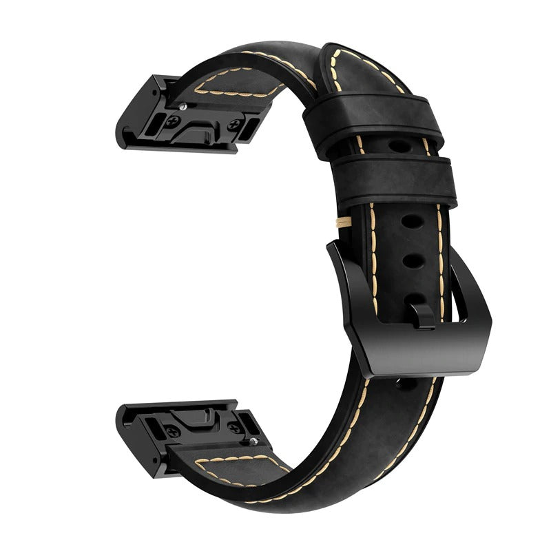 22mm Garmin Watch Strap | Stitched Leather | 2 Colours Available