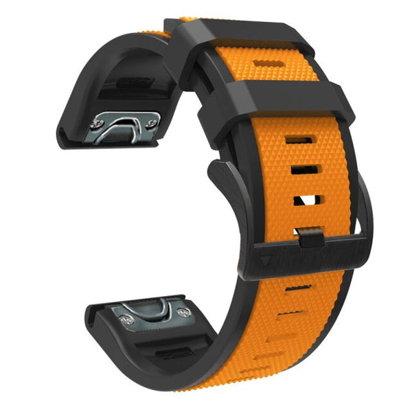 Para Garmin Fenix 7X Solar 26mm Sports Two-Color Silicone Watch Band (gris  + amarillo)