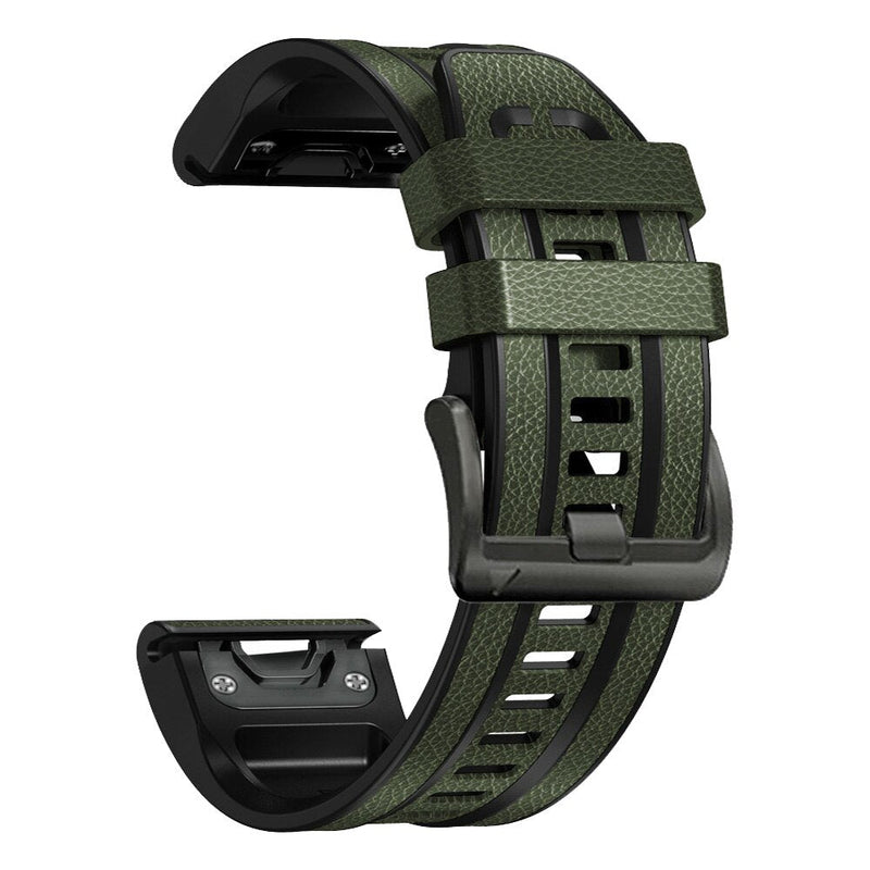26mm Garmin Watch Strap | Silicone With Leather Top Layer | 9 Colours Available