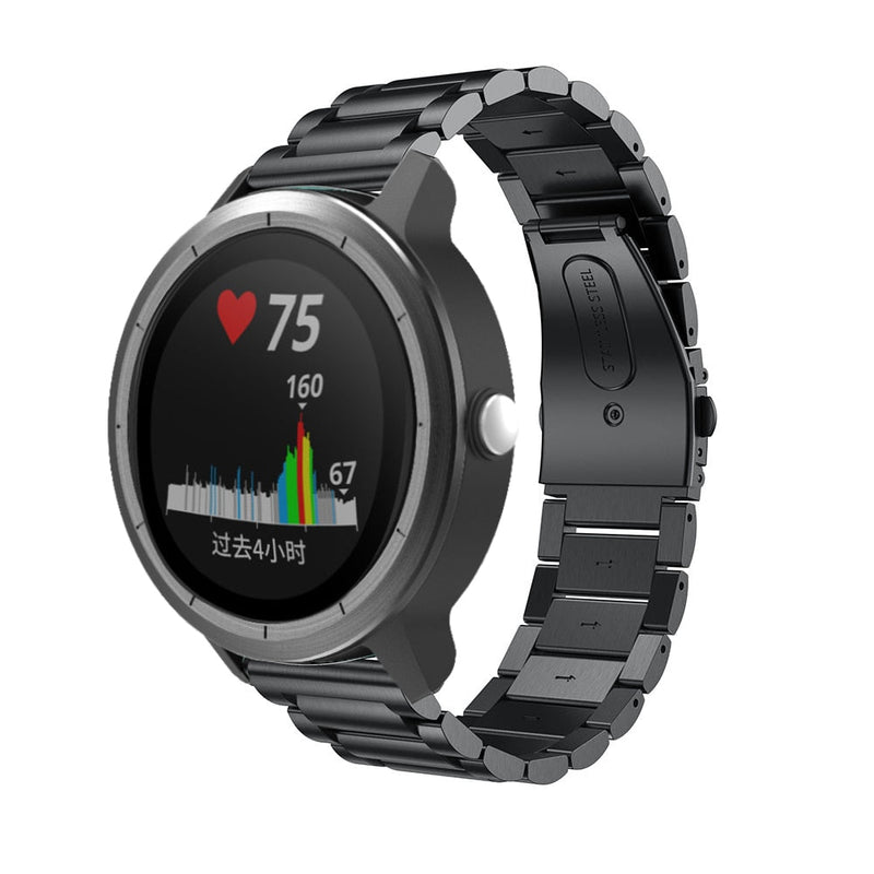 For Garmin Vivoactive 4, Venu 2/3 & Forerunner 255/255M/265 | Black Vintage Steel Strap