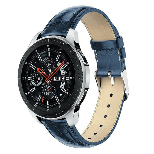 For Garmin Vivoactive 4, Venu 2/3 & Forerunner 255/255M/265 | Blue Smooth Leather Strap