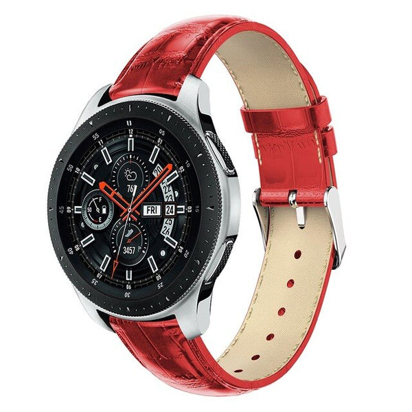 For Garmin Vivoactive 4, Venu 2/3 & Forerunner 255/255M/265 | Red Smooth Leather Strap