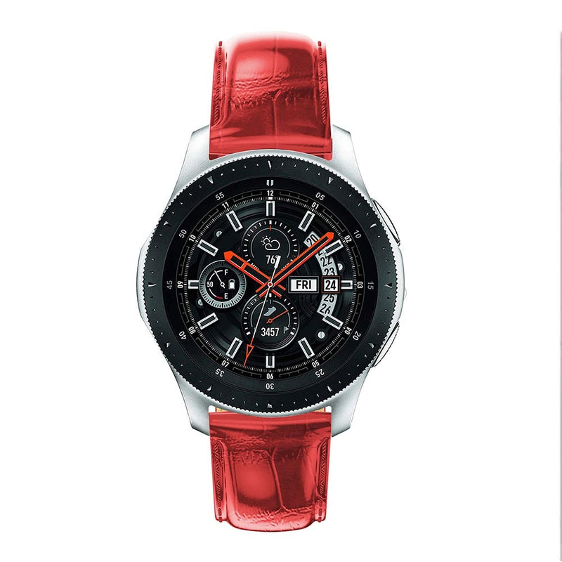 For Garmin Vivoactive 4, Venu 2/3 & Forerunner 255/255M/265 | Red Smooth Leather Strap
