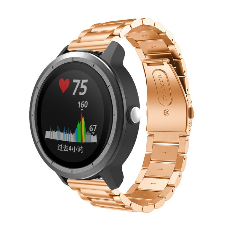 For Garmin Vivoactive 4, Venu 2/3 & Forerunner 255/255M/265 | Rose Gold Vintage Steel Strap