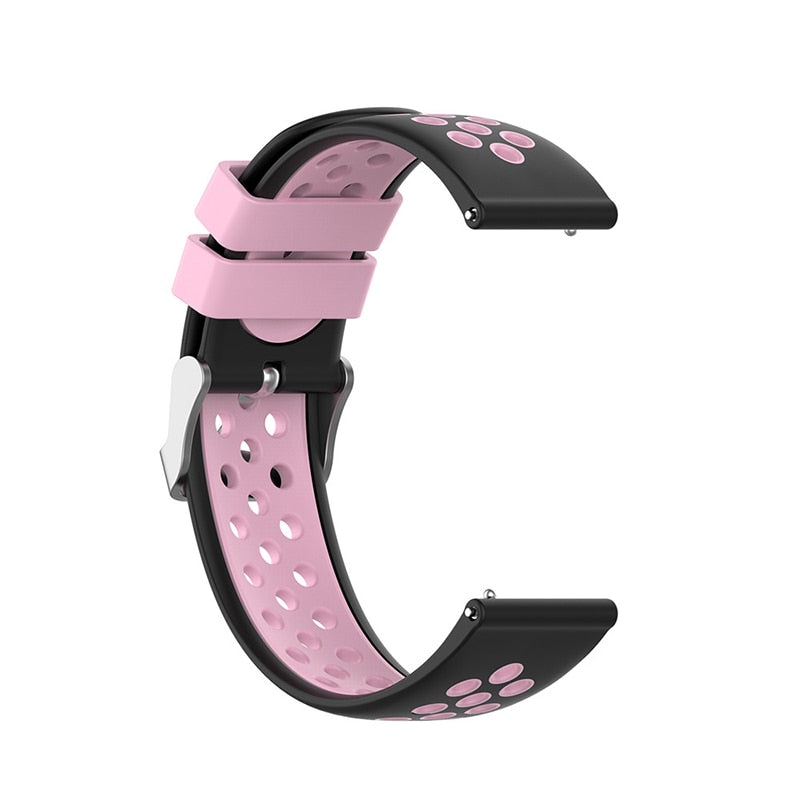 For Garmin Vivoactive 4, Venu 2/3 & Forerunner 255/255M/265 | Silicone Sports Strap | Black/Pink