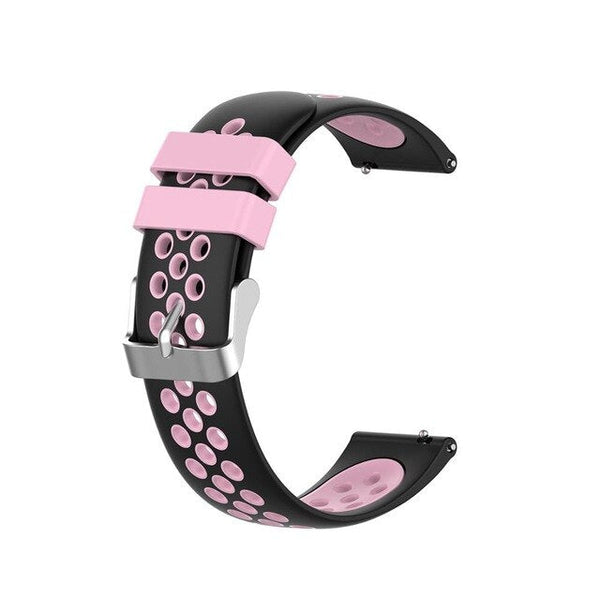 For Garmin Vivoactive 4, Venu 2/3 & Forerunner 255/255M/265 | Silicone Sports Strap | Black/Pink