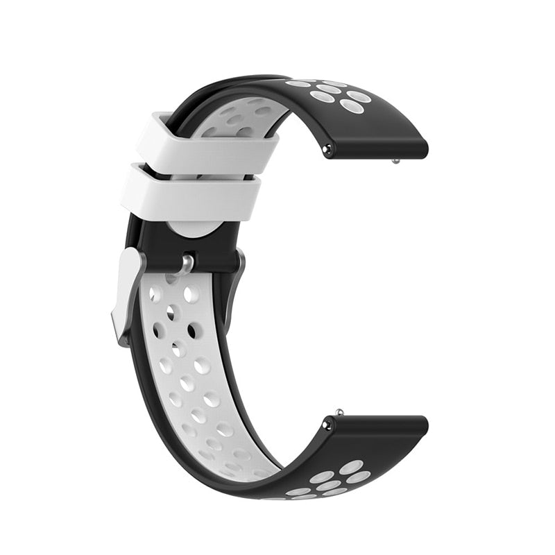 For Garmin Vivoactive 4, Venu 2/3 & Forerunner 255/255M/265 | Silicone Sports Strap | Black/White