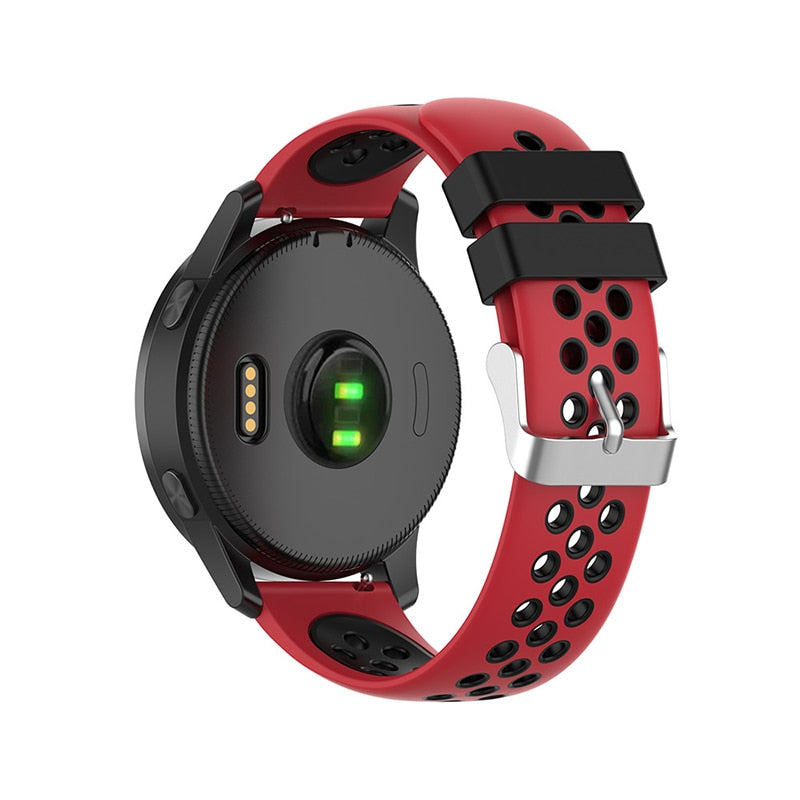 For Garmin Vivoactive 4, Venu 2/3 & Forerunner 255/255M/265 | Silicone Sports Strap | Red/Black